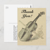ヴィンテージ見てヴァイオリン+「ありがとう!」 ポストカード (正面/裏面)