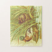 ヴィンテージ見て、2つのアヒルいくつかの水の近くにパズル ジグソーパズル (縦)