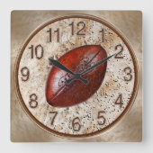 ヴィンテージ見るサッカーの壁時計、チーム、男の洞窟 スクエア壁時計 (正面)