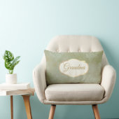 ヴィンテージ見パーソナライズされたた薄暗い緑のダマスク ランバークッション (椅子)