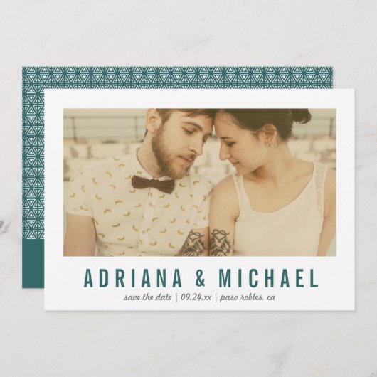 ヴィンテージ視モダン型フォト | ティール セーブザデート (正面/裏面)