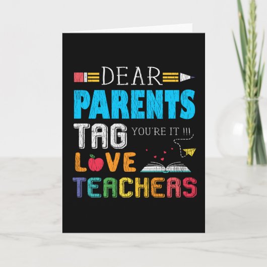 ヴィンテージ親ラブ先生おもしろい新学期 カード (正面)