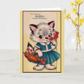 ヴィンテージ親愛猫誕生日カード カード (黄色い花)