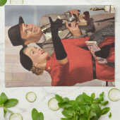 ヴィンテージ観光客旅行インパリエッフェルタワー キッチンタオル (折り畳み)