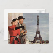 ヴィンテージ観光客旅行インパリエッフェルタワー ポストカード (正面/裏面)