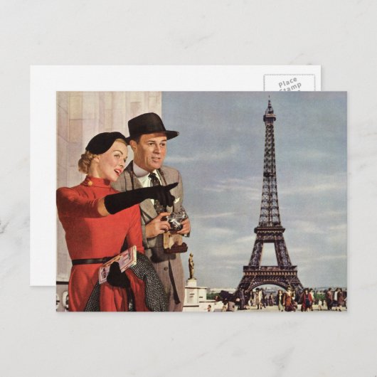 ヴィンテージ観光客旅行インパリエッフェルタワー ポストカード (正面/裏面)
