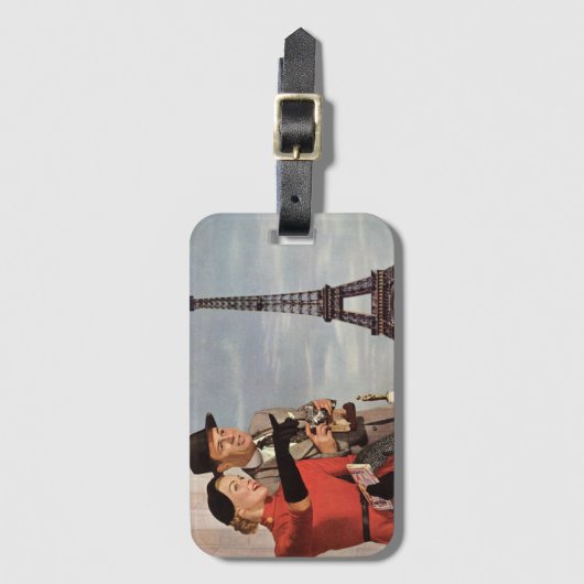 ヴィンテージ観光客旅行インパリエッフェルタワー ラゲッジタグ (正面縦)