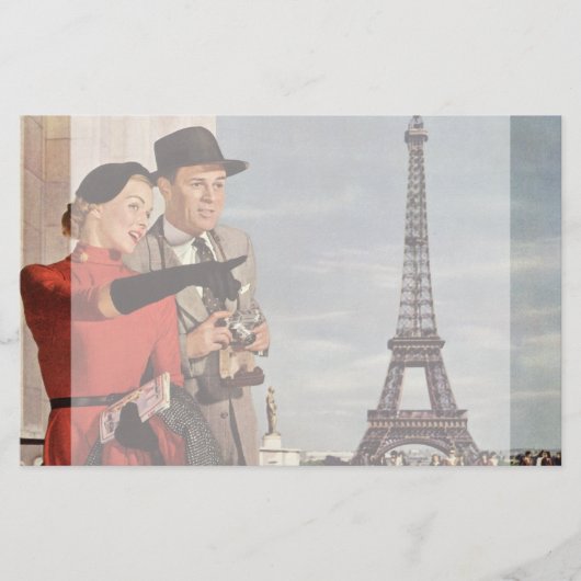 ヴィンテージ観光客旅行インパリエッフェルタワー 便箋 (正面)