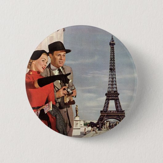 ヴィンテージ観光客旅行インパリエッフェルタワー 缶バッジ (正面)