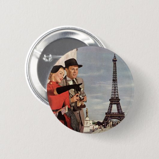 ヴィンテージ観光客旅行インパリエッフェルタワー 缶バッジ (正面&裏面)
