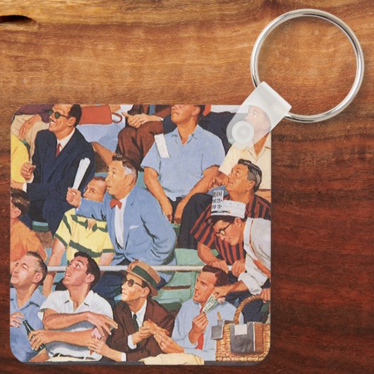 ヴィンテージ観戦する野球のファン キーホルダー (裏面)