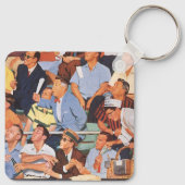 ヴィンテージ観戦する野球のファン キーホルダー (裏面)