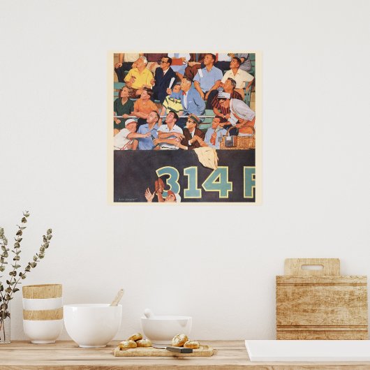 ヴィンテージ観戦する野球のファン ポスター (キッチン)