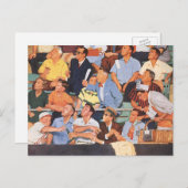 ヴィンテージ観戦する野球のファン ポストカード (正面/裏面)