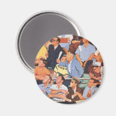 ヴィンテージ観戦する野球のファン マグネット (正面/裏面)