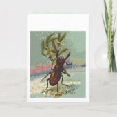 ヴィンテージ角型ビートル&ヤドリギが新年を迎える シーズンカード (裏面)