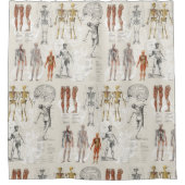 ヴィンテージ解剖学イラスト シャワーカーテン (正面)