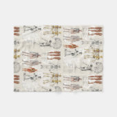 ヴィンテージ解剖学イラスト フリースブランケット (正面(横))