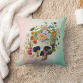 ヴィンテージ解剖学スカル花医 クッション (ブランケット)