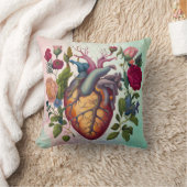 ヴィンテージ解剖学ハート花医 クッション (ブランケット)
