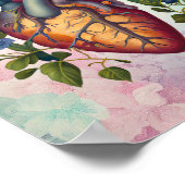 ヴィンテージ解剖学ハート花医 ポスター (角)