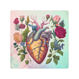 ヴィンテージ解剖学ハート花医 メタルプリント