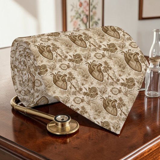 ヴィンテージ解剖学ハート サイエンス カスタム ネクタイ