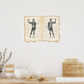 ヴィンテージ解剖学ブックページ ポスター (キッチン)