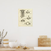 ヴィンテージ解剖学プリント骨頸椎 ポスター (キッチン)