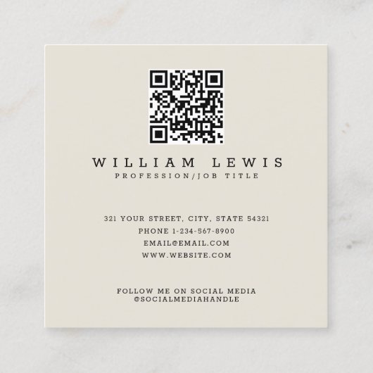 ヴィンテージ解剖学生物学アートQRコードソーシャルメディア スクエア名刺 (裏面)