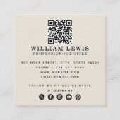 ヴィンテージ解剖学生物学アートQRコードソーシャルメディア スクエア名刺 (裏面)