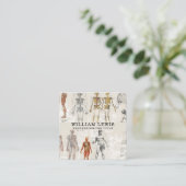 ヴィンテージ解剖学生物学アートQRコードソーシャルメディア スクエア名刺 (スタンド正面)