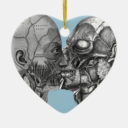 ヴィンテージ解剖学的キスをする頭部 セラミックオーナメント (正面)