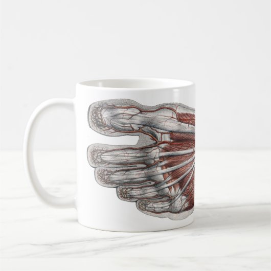 ヴィンテージ解剖学的フットプリントの足 コーヒーマグカップ (左)