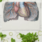 ヴィンテージ解剖学的肺ハート臓器血液 キッチンタオル (折り畳み)