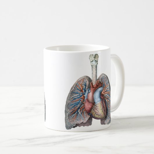 ヴィンテージ解剖学的肺ハート臓器血液 コーヒーマグカップ (正面右)
