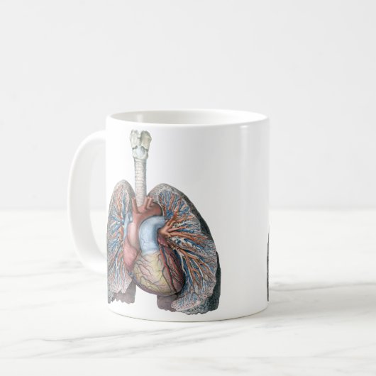 ヴィンテージ解剖学的肺ハート臓器血液 コーヒーマグカップ (正面左)