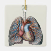 ヴィンテージ解剖学的肺ハート臓器血液 セラミックオーナメント (裏面)