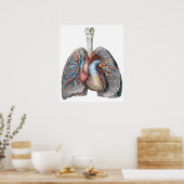 ヴィンテージ解剖学的肺ハート臓器血液 ポスター (キッチン)