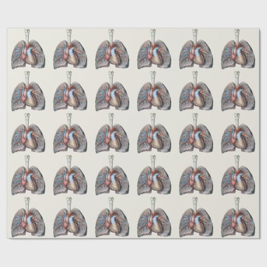 ヴィンテージ解剖学的肺ハート臓器血液 ラッピングペーパー (フラット)