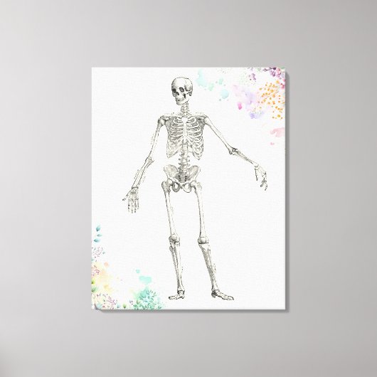 ヴィンテージ解剖学的骨格花図 キャンバスプリント (正面)
