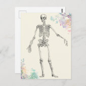 ヴィンテージ解剖学的骨格花図 ポストカード (正面/裏面)