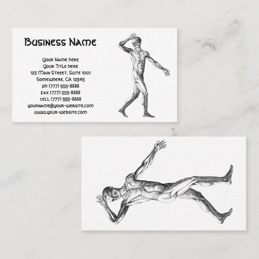 ヴィンテージ解剖学、男性体筋肉 名刺 (正面/裏面)