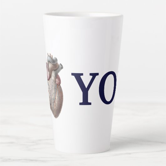 ヴィンテージ解剖学、私はハート愛 カフェラテマグ (正面)