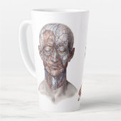 ヴィンテージ解剖学、頭部のど鼻 カフェラテマグ (左アングル)
