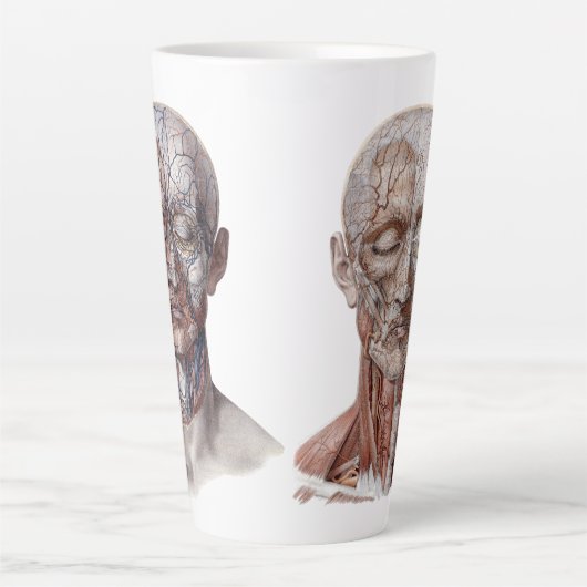 ヴィンテージ解剖学、頭部のど鼻 カフェラテマグ (正面)