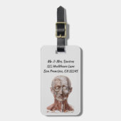 ヴィンテージ解剖学、頭部のど鼻 ラゲッジタグ (正面縦)