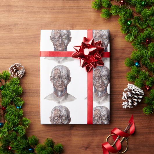 ヴィンテージ解剖学、頭部のど鼻 ラッピングペーパー (クリスマスギフト)