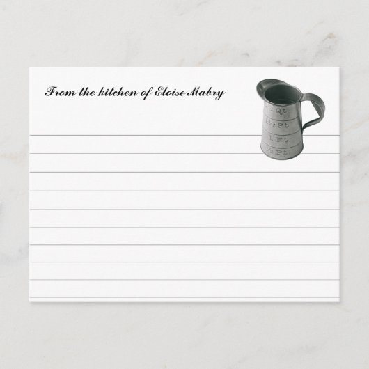 ヴィンテージ計測カップパーソナライズされたレシピカード ポストカード (正面)