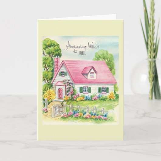 ヴィンテージ記念日のウィッシュグリーティングカード カード (正面)